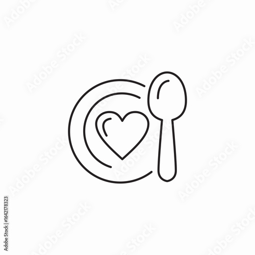heart on plate icon sign vector