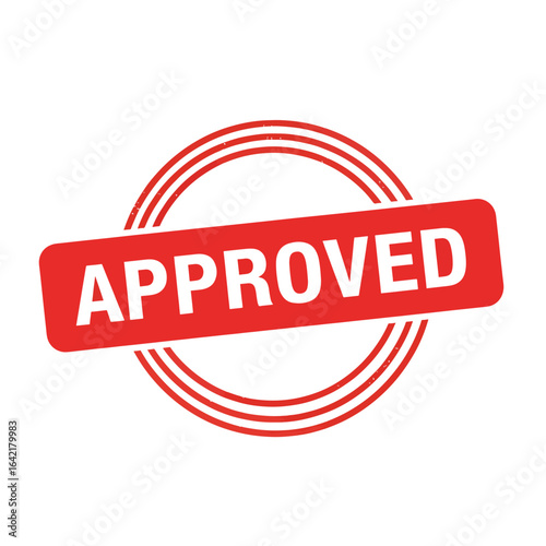 Approved red stamp, vector illustration of a grunge rubber stamp with 'Approved' text, official certification mark
