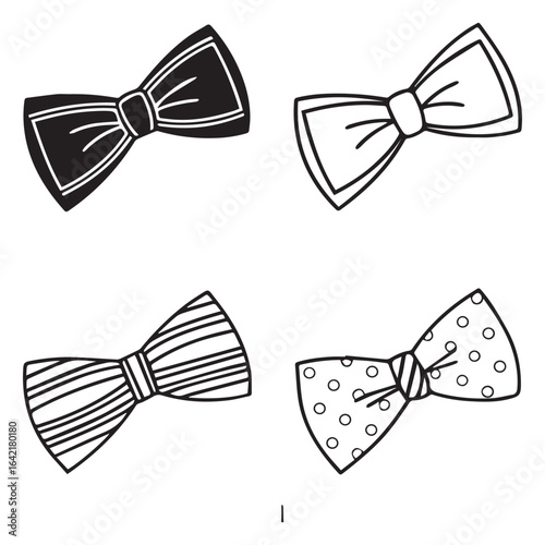 Collection of bow ties in various styles, isolated on white background, representing fashion, elegance, and classic design with decorative and artistic elements for formal occasions