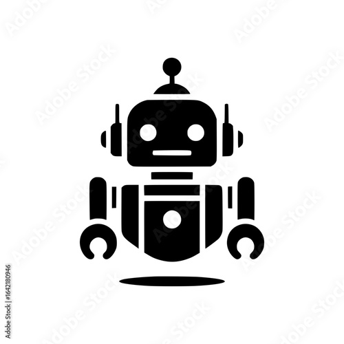 Solid black vector of a robot