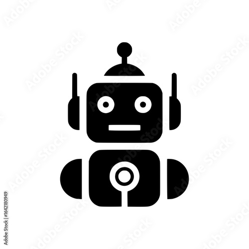 Solid black vector of a robot