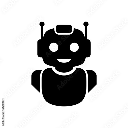 Solid black vector of a robot