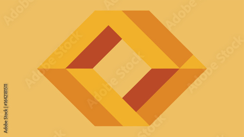 Abstract geometric diamond design with three dimensional perspective and warm color palette
