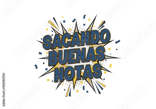 Sacando buenas notas. Ilustración de estilo cómic para celebrar el éxito académico y los logros escolares.