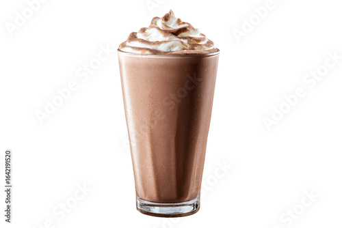 Chocolate Milkshake with Whipped Cream and Drizzle, isolated on white transparent background
