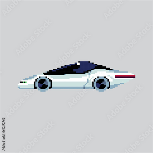 Pixel art illustration Futuristic Car. Pixelated Self Driven Car. Self Driven Futuristic Car Icon pixelated for the pixel art game and icon for website and video game. old school retro.