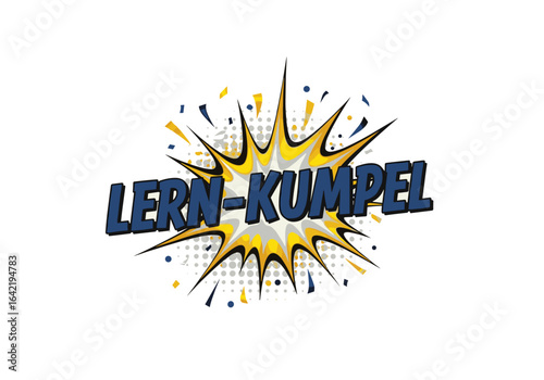 LERN-KUMPEL in einer Comic-Explosion. Pop-Art-Illustration für Bildung, Schule, Lernen und Freundschaft. Vektor-Grafik auf weißem Hintergrund.