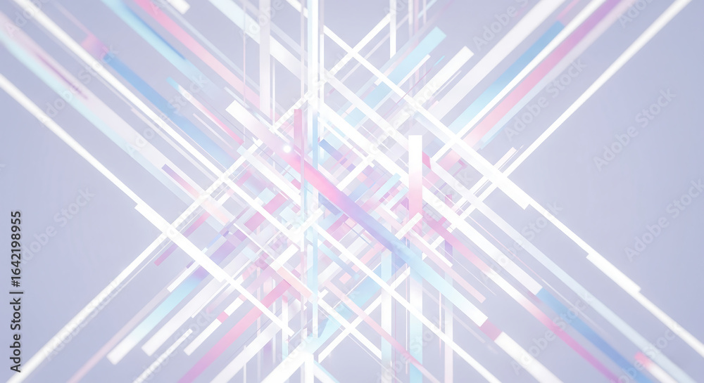 Fototapeta premium Abstract background with intersecting pastel lines and diagonal stripes creating a modern geometric pattern