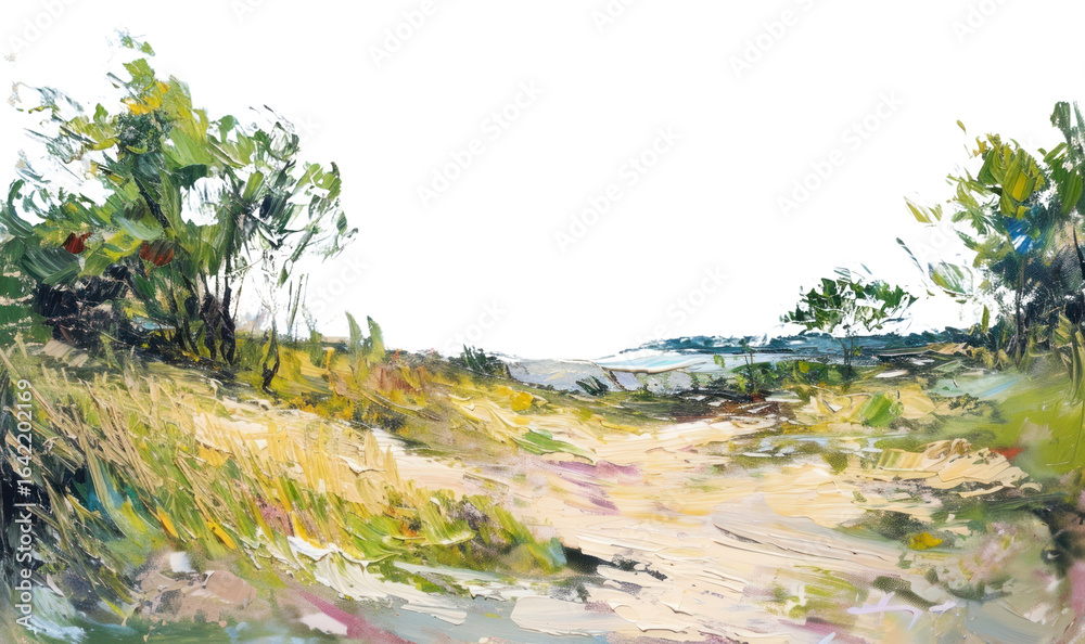 Fototapeta premium PNG Beach landscape painting outdoors.