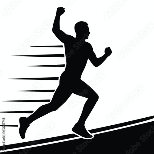 Sprinter Running Up an Incline