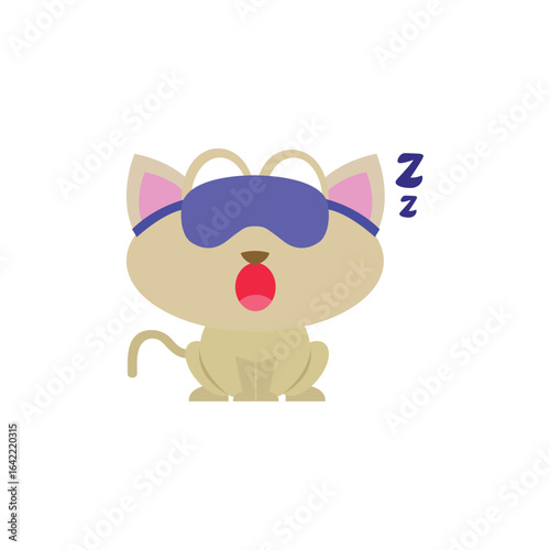 Sleeping Cat with Eye Mask. Vector