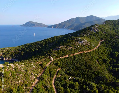 Winding road along a coastline