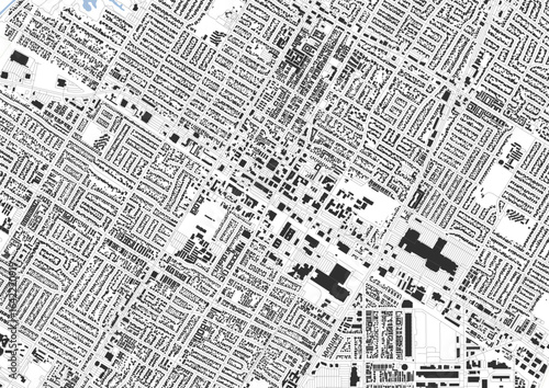 Vector Map of Downey City Highways, Buildings, and Waterways
