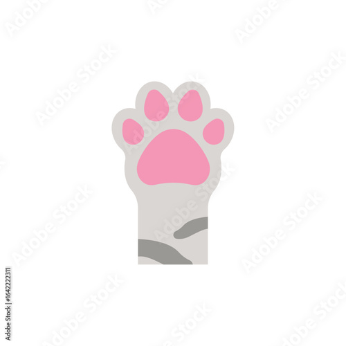 Pink cat paw raised up. Vector