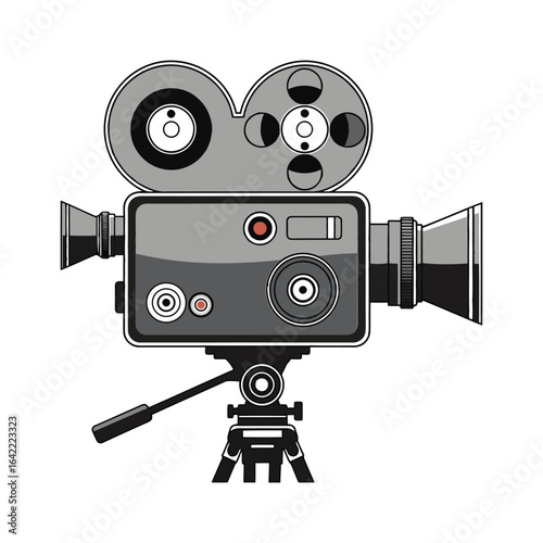 Vector art of vintage film camera isolated on white background