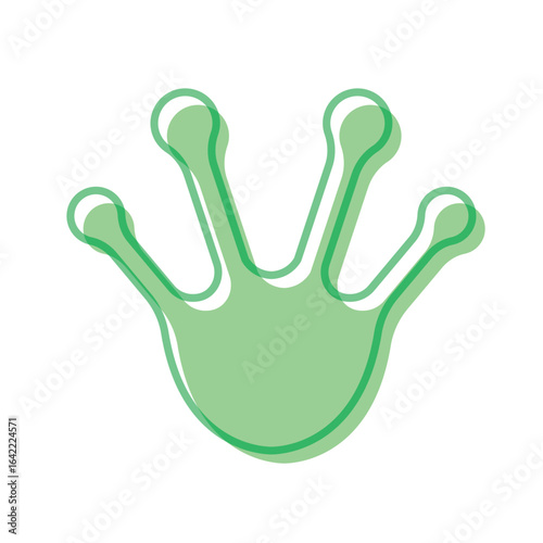 Green frog footprint icon. Vector