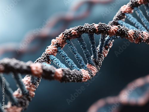 DNA Molecule Genetics Biology Science Double Helix Structure Blue Microscopic Genome Life Research Protein Nucleotides Heredity Health Biotechnology 