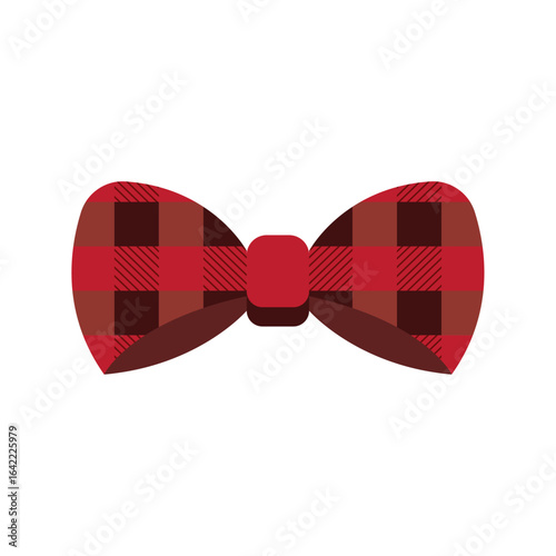 Red plaid bow tie. Vector