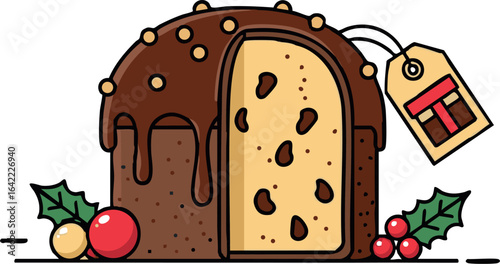 panettone crhistmas illustration vector cartoon