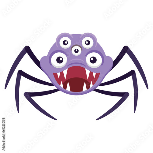 Purple spider with eyes. Vector