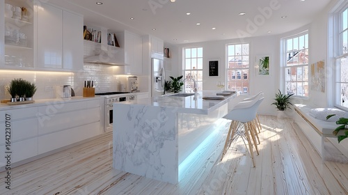 A minimalist kitchen interior featuring clean countertops and basic utensils.