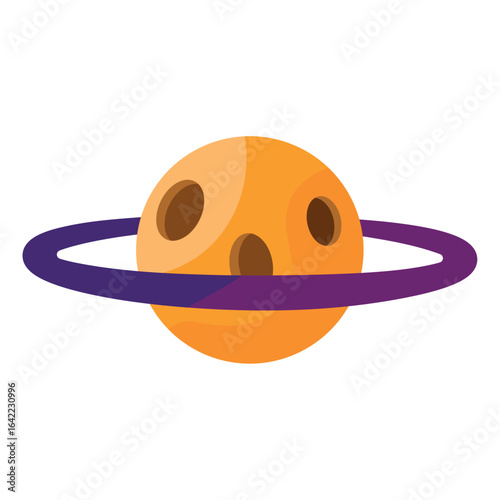 Orange planet with rings. Vector