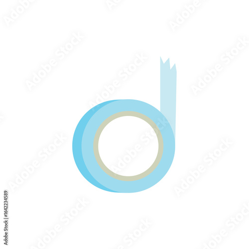 Blue adhesive tape roll. Vector