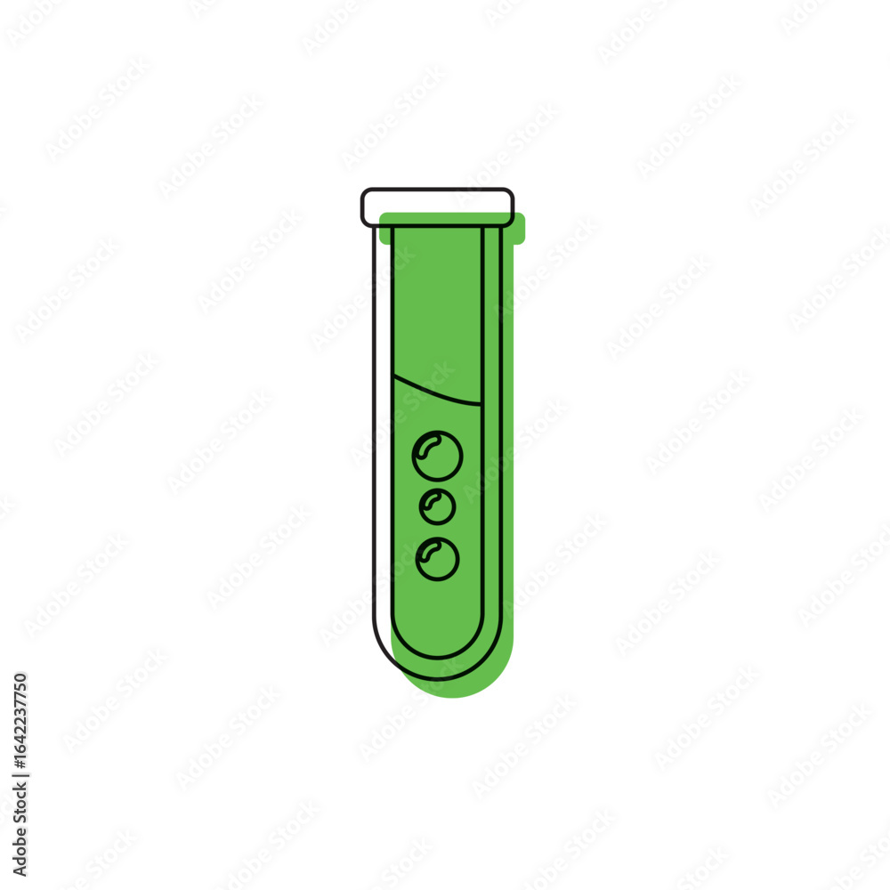 Green test tube outline. Vector Green test tube outline. Vector