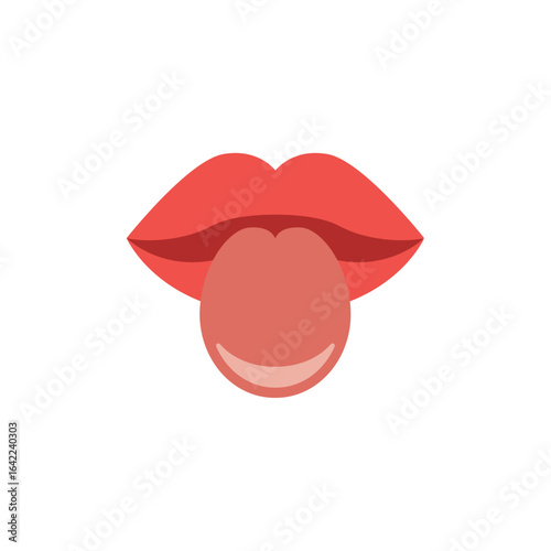 Red lips with tongue. Vector
