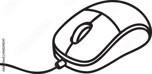 Illustration of a mouse with a cable, mouse icon vector, computer mouse icon flat trendy outline style illustration isolated on white background.