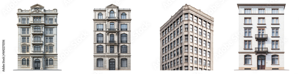 Set of building isolated on transparent background Set of building isolated on transparent background