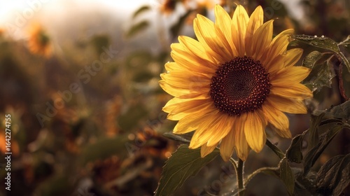 Closeup yellow sunflower outdoors