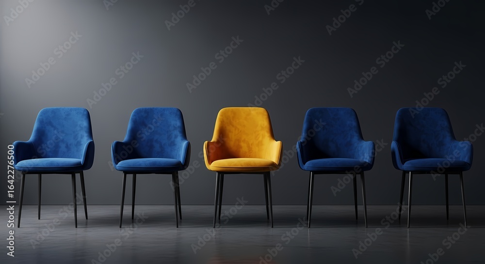 Obraz premium Modern chairs in a row interior design furniture