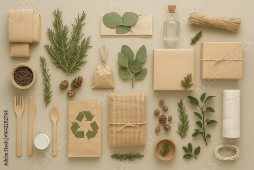 Eco-Friendly and Sustainable Packaging Flat Lay