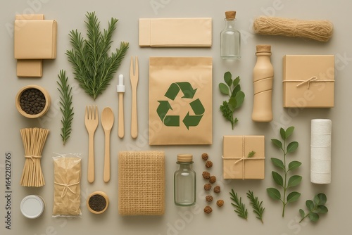 Sustainable Packaging with Recycle Symbol, Zero Waste Concept