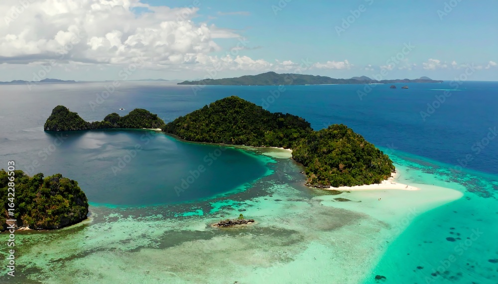 Fototapeta premium Tropical islands lagoon aerial view