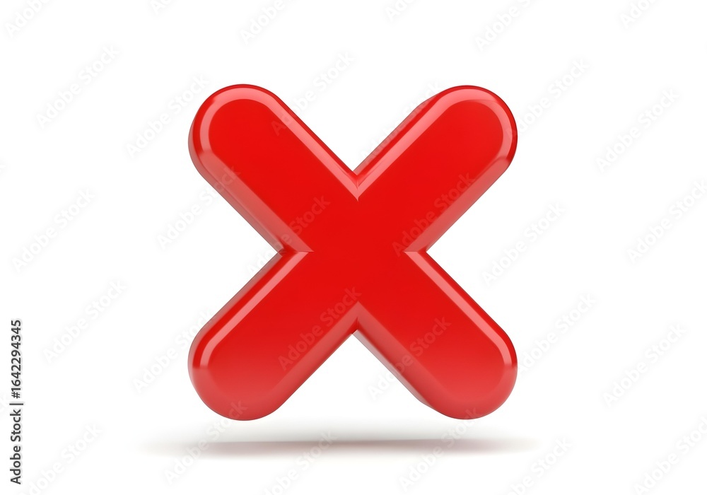 Obraz premium 3d icon red cross mark no symbol isolated on white background autism ADHD neurodiversity error warning concept