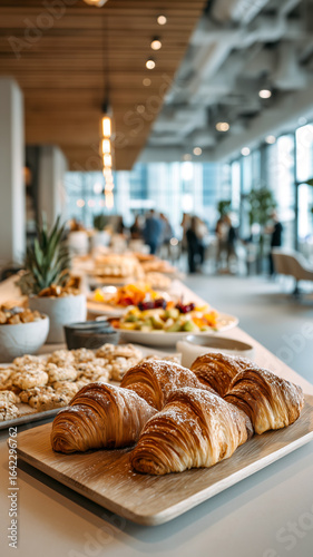 Corporate catering with croissants, cookies, and fruit offers a delicious office breakfast and a convenient meal for employees