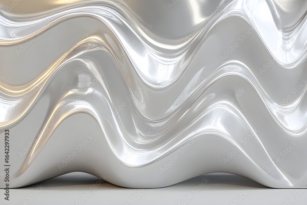 Obraz premium Smooth Silver Waves of Reflected Light Pattern