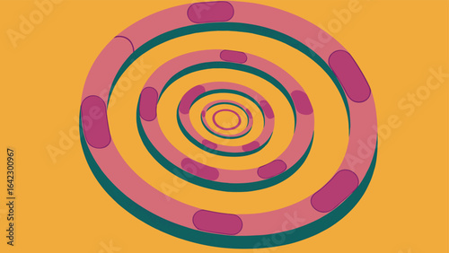 Abstract spiraling design in warm colors with repeating elliptical shapes and texture