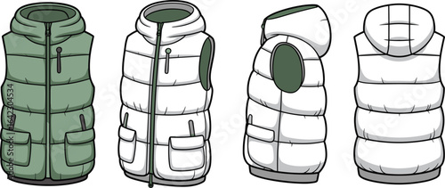 Women's padded hooded vest, sleeveless winter jacket, front zipper closure, functional pockets, casual outdoor wear, warm insulated vest, stylish layering piece