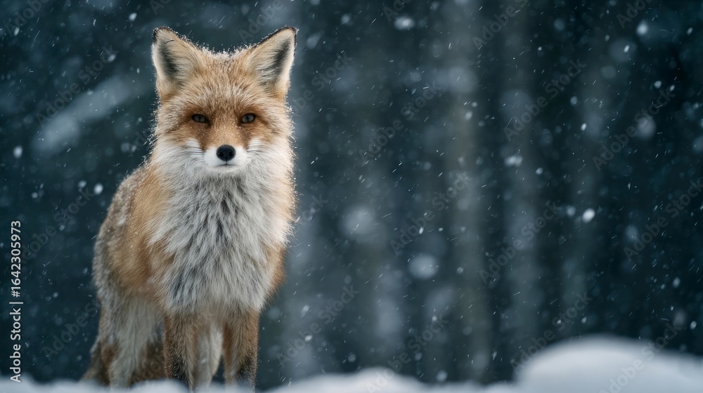 Fototapeta premium Fox in snowy landscape
