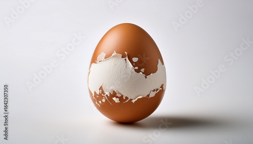 egg imprinted with protein sits on white background textured and smooth