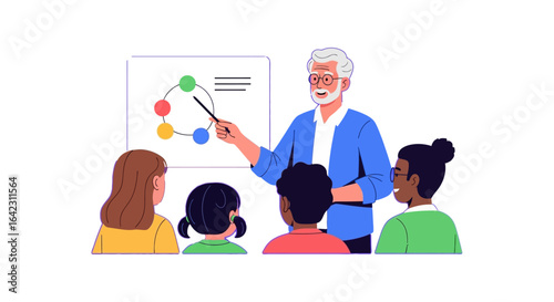 Teacher Explaining Education to Students