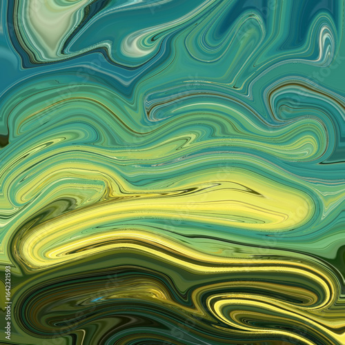 Vivid green and yellow abstract swirl art with fluid, flowing patterns creating a modern and dynamic visual effect. Perfect for backgrounds and design projects.