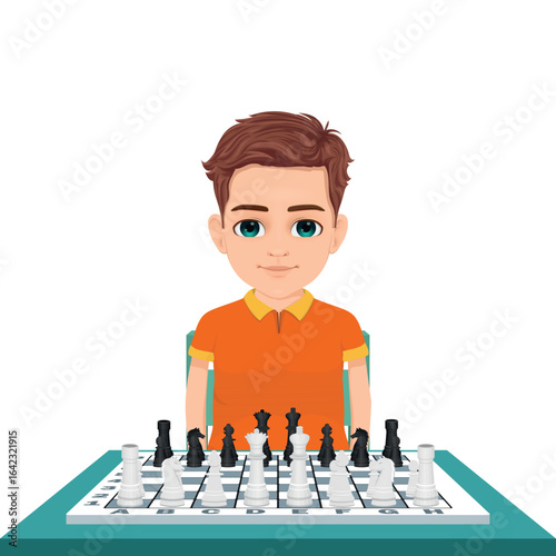 boy ready to play chess