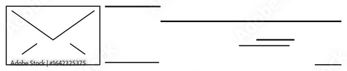 Envelope outline and horizontal lines signifying a letter in transit. Ideal for email, correspondence, mailing, digital communication, service, document exchange, delivery, simple flat metaphor