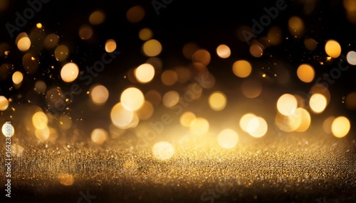 creative background with blurred golden bokeh on black background for oscar ceremony or new year