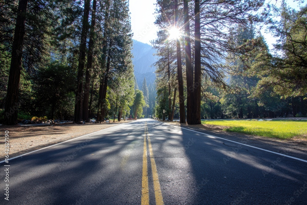 Fototapeta premium Sunny road through a forest