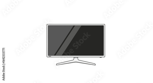A sleek and modern flat-screen television or computer monitor with a dark screen, isolated on a white background as a vector illustration.